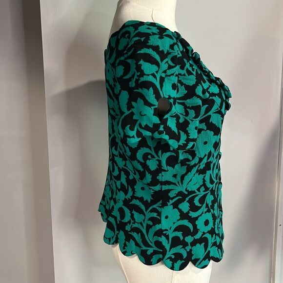 Anthropologie Maeve Floral Green and Black Women's Top - 4 - Picture 8 of 11